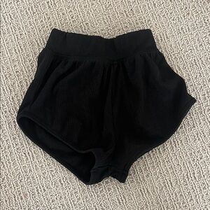 Tiger Friday Ribbed High-Waist Black Athletic Women's Shorts